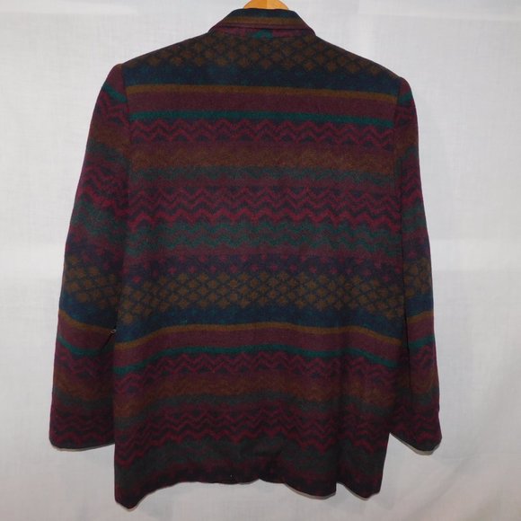 Vintage 90s Two Roads Womens 11 Navajo Southwestern Print Oversized  Blazer - Picture 8 of 15